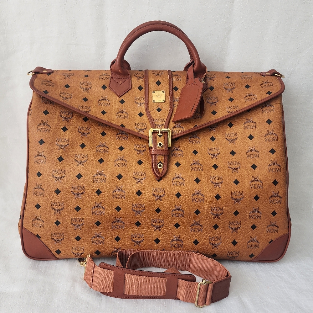 Auth MCM Cognac Visetos Men's Travel Bag